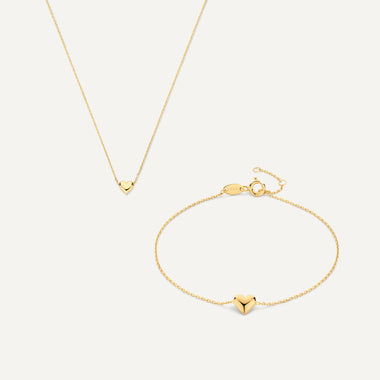 14 Karaat Goud Puffy Hart Set - 1