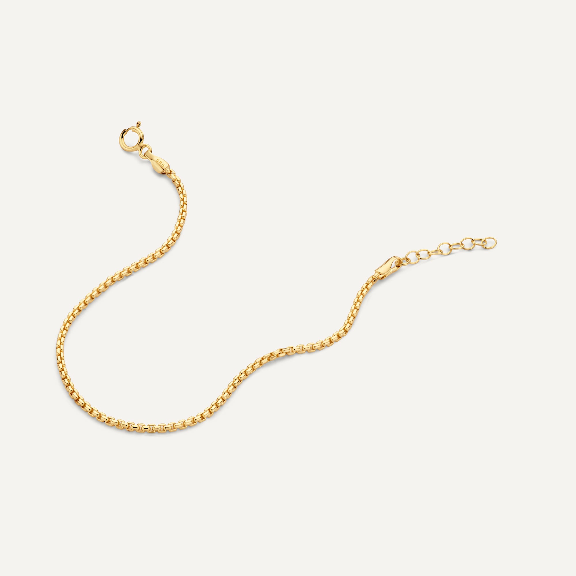 Box Chain Bracelet for Women in Solid 14k Gold