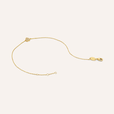 Or jaune 14 carats (585/1000) Bracelet cœur pavé de zircons - 9