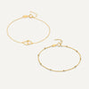 14 Karat Gold Linked Heart Spheres Bracelet Set - 1