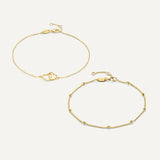 Set de pulseiras coração ligado com esferas