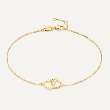 14 Karat Gold Linked Heart Bracelet - 1