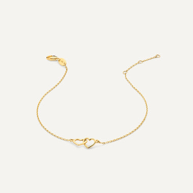 14 Karat Gold Linked Heart Bracelet - 7