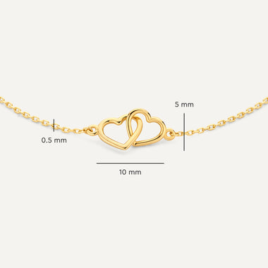 14 Karaat Goud Linked Hart Set - 8