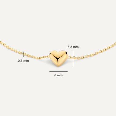 14 Karaat Goud Puffy Hart Armband - 6