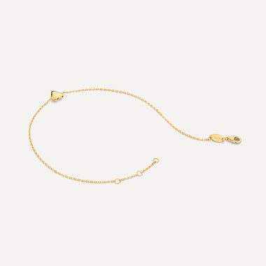 14 Karat Gold Puffy Heart Bracelet - 9