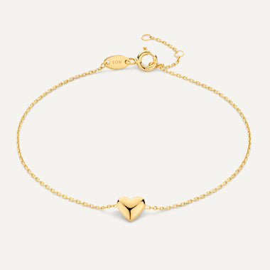 14 Karaat Goud Puffy Hart Armband - 1