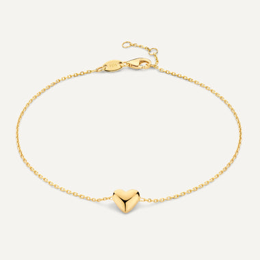 14 Karat Gold Puffy Heart Bracelet - 1