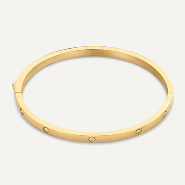 14 Karaat Goud Bezel Set Zirkonia Eternity Bangle - 1
