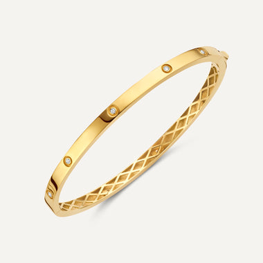 14 Karat Gold Bezel Set Cubic Zirconia Eternity Bangle - 6