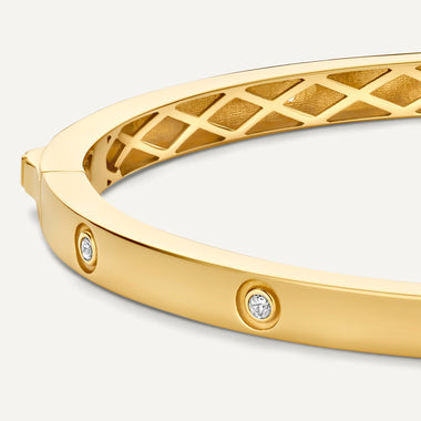 14 Karat Gold Bezel Set Cubic Zirconia Eternity Bangle - 5