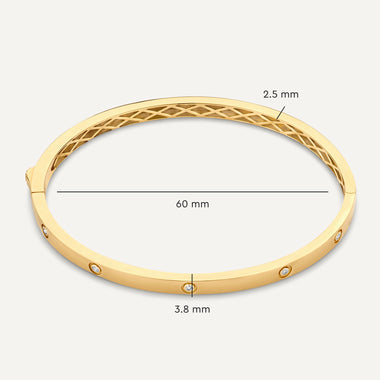 14 Karat Gold Bezel Set Cubic Zirconia Eternity Bangle - 12