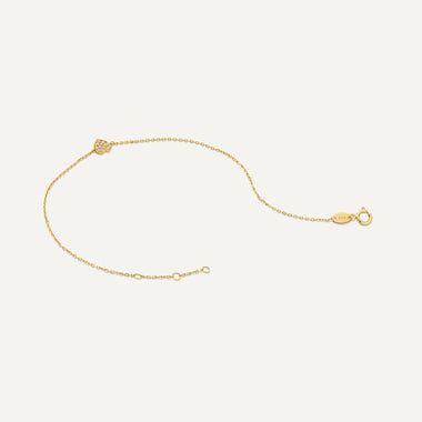 Or 14 Carats Bracelet Cœur Zircon Pavé - 7
