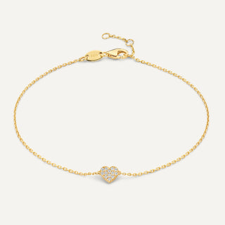 Pavé Zircónia Cúbica Pulseira Coração