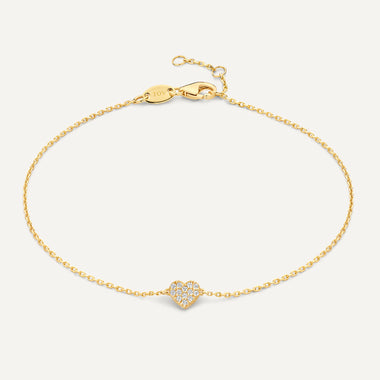 Złoto 585 Pavé Cyrkonia Bransoletka Serce - 1
