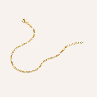 Or jaune 14 carats (585/1000) Bracelet Chaîne Fin Figaro - 6