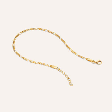 Or jaune 14 carats (585/1000) Bracelet Chaîne Fin Figaro - 8