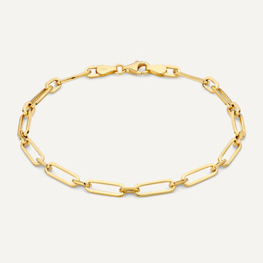 Oro de 14 Quilates Pulsera de Eslabones Paperclip Duo - 1