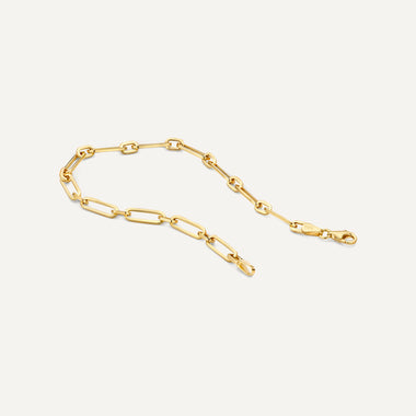 Oro de 14 Quilates Pulsera de Eslabones Paperclip Duo - 6