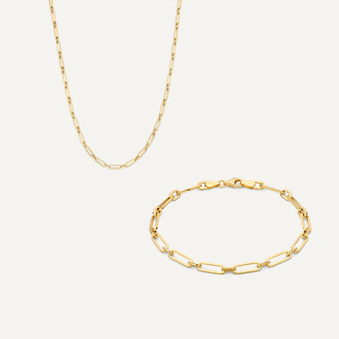 Oro de 14 Quilates Paperclip Duo Set - 1