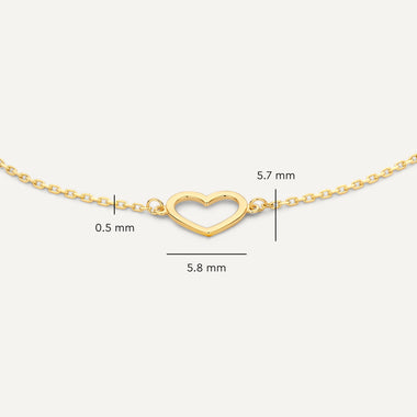 14 Karat Guld Stationed Open Hjerte Vedhæng Armbånd - 6