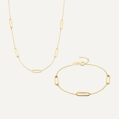 14 Karat Gold Stationed Paperclip Set - 1