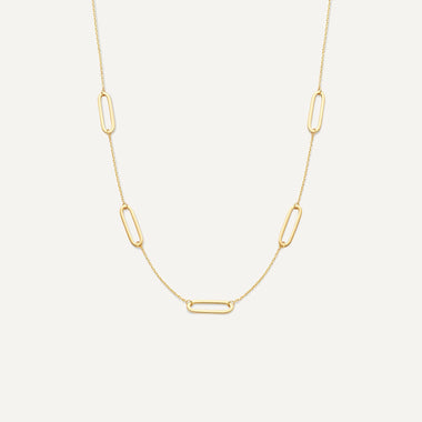 585er Gold Stationed Paperclip Halskette - 1