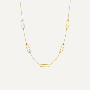 14 Karat Gold Stationed Paperclip Chain Necklace - 1