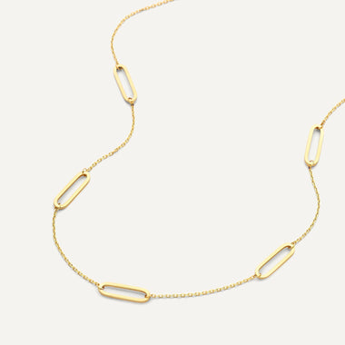 14 Karat Gold Stationed Paperclip Chain Necklace - 5