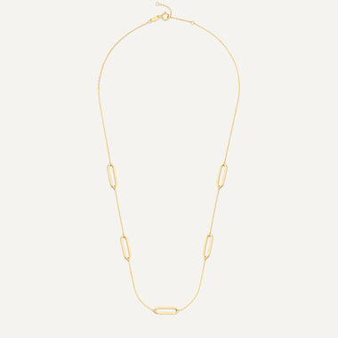 14 Karat Gold Stationed Paperclip Chain Necklace - 9