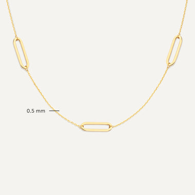 14 Karat Gold Stationed Paperclip Chain Necklace - 7