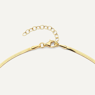 Gold Herringbone Chain Necklace of 14 Karat Gold for Women