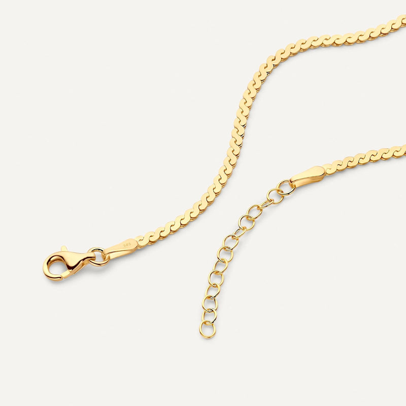 Gold Serpentine Chain Necklace of 14 Karat Gold for Women