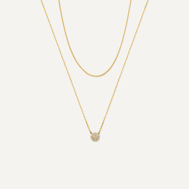 14 Karaat Goud Ronde Zirkonia Baby Curb Kettingen Set - 1
