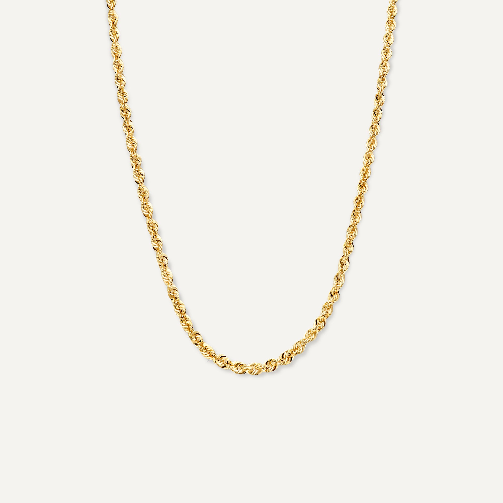 Gold Twisted Rope Necklace of 14 Karat Gold for Women