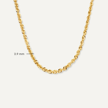 Gold Twisted Rope Necklace of 14 Karat Gold for Women