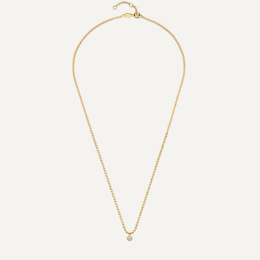 14 Karat Gold Bezel Set Cubic Zirconia Beaded Pendant Necklace - 10
