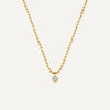 14 Karat Gold Bezel Set Cubic Zirconia Beaded Pendant Necklace - 1