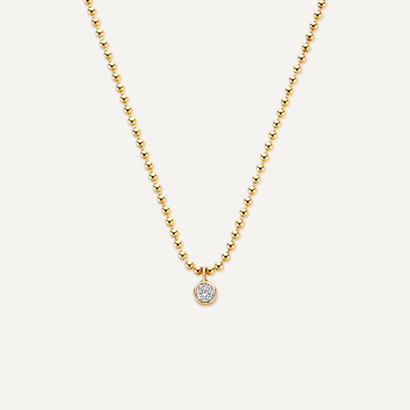 Bezel Set Cubic Zirconia Beaded Pendant Necklace
