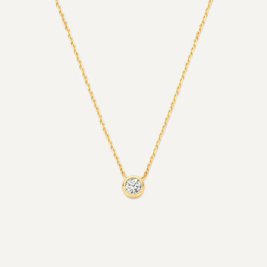 14 Karat Gold Bezel Set Cubic Zirconia Pendant Necklace - 1