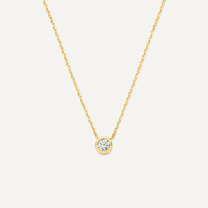 Bezel Set Cubic Zirconia Pendant Necklace