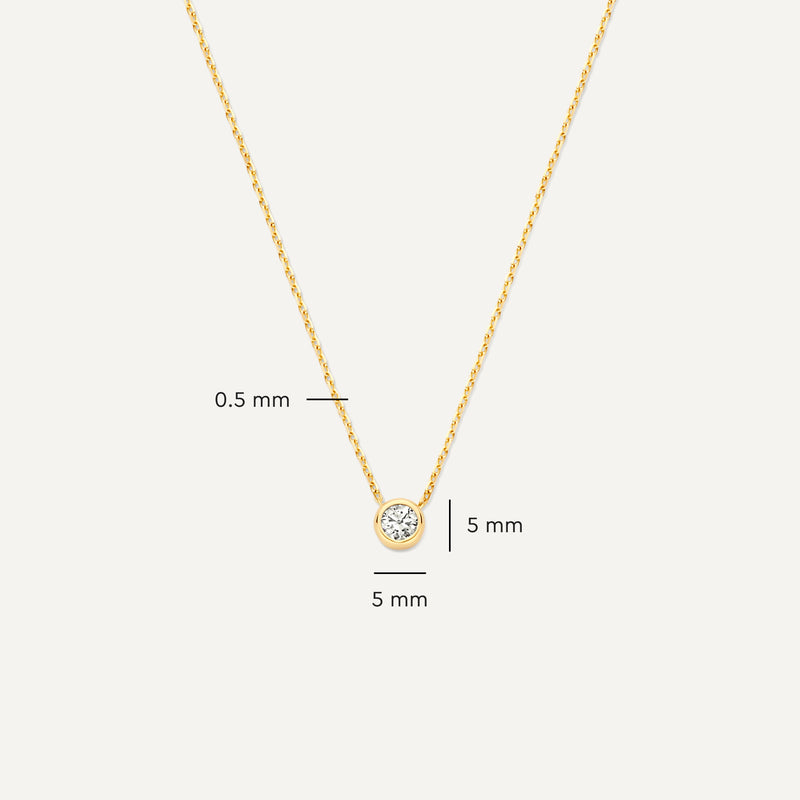 Bezel Set Cubic Zirconia Pendant Necklace