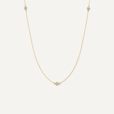 14 Karat Gold Satellite Bezel Set Cubic Zirconia Necklace - 1