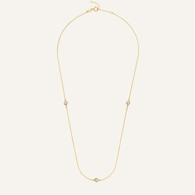 14 Karat Gold Satellite Bezel Set Cubic Zirconia Necklace - 9