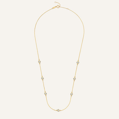 14 Karat Gold Stationed Bezel Set Cubic Zirconia Necklace - 11