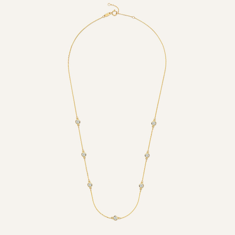 Stationed Bezel Set Cubic Zirconia Necklace