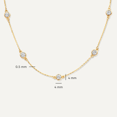 14 Karat Gold Stationed Bezel Set Cubic Zirconia Necklace - 9