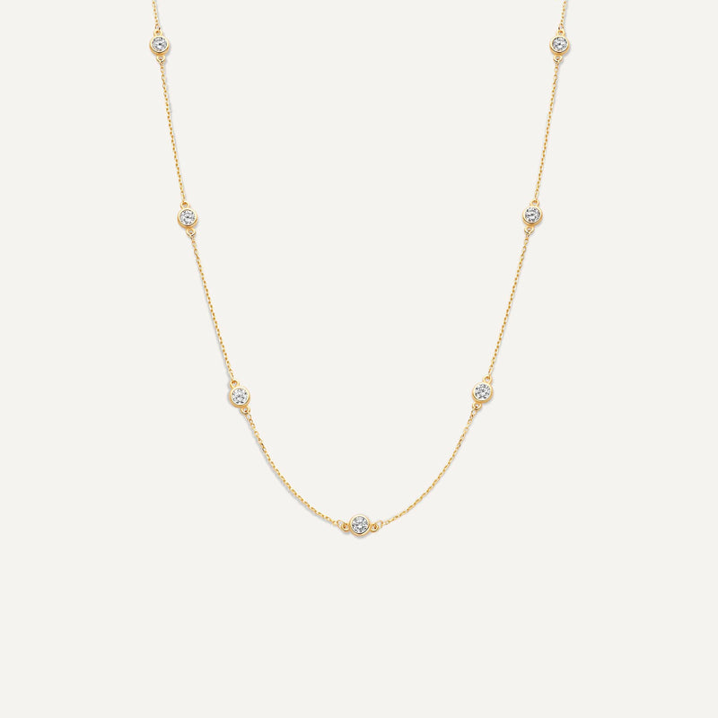 Stationed Bezel Set Cubic Zirconia Necklace