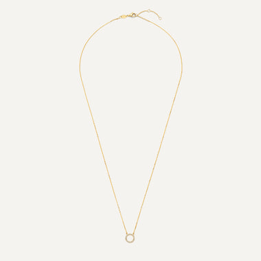585er Gold Pavé Zirkonia Open Halo Anhänger Halskette - 12