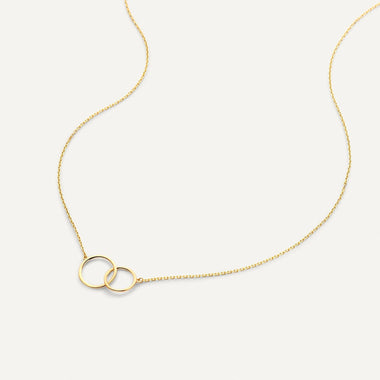 14 Karaat Goud Linked Infinity Pendant Ketting - 7